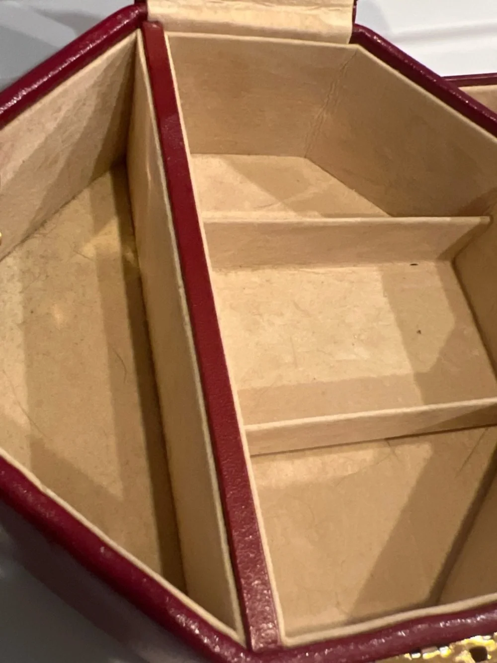 Women’s Octagonal Jewelry Case Handbag - Deep Burgundy